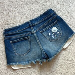 Hollister Low Rise Embroidered Denim Shorts